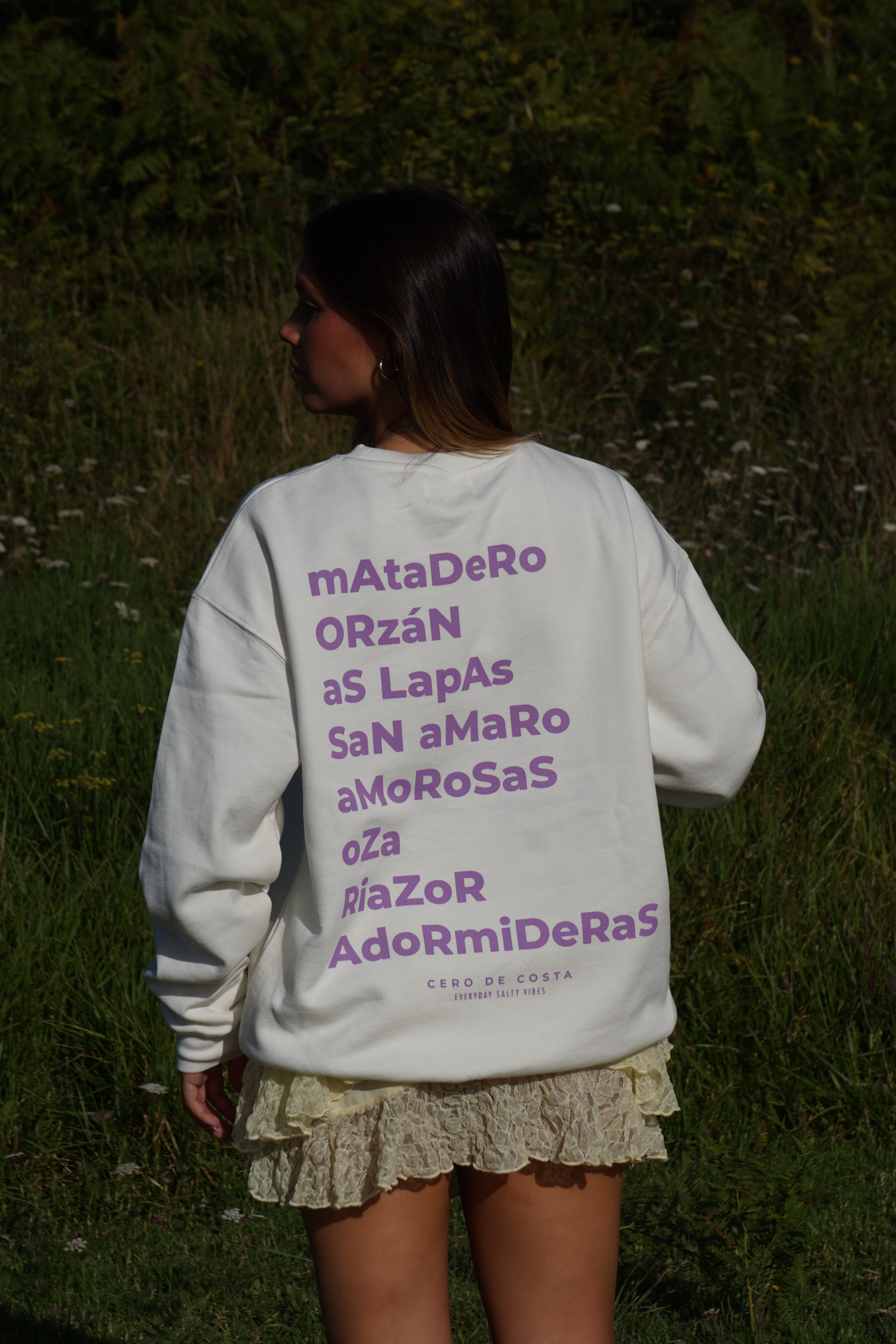 SUDADERA BLANCO/LILA "A CORUÑA"